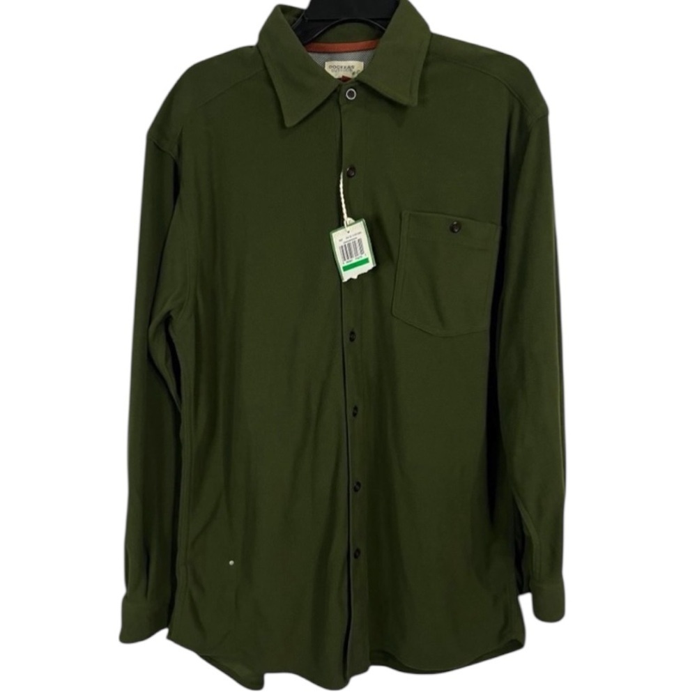 NWT - Dockers Men's Outdoor Fleece Button Down Shirt Olive Green - Size Large